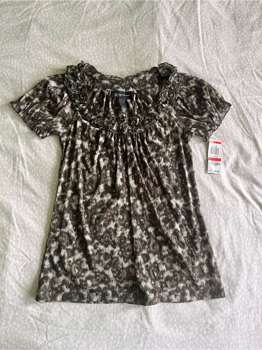 NWT Vintage Y2K Semi-Sheer Mesh Blouse with Abstract Pattern